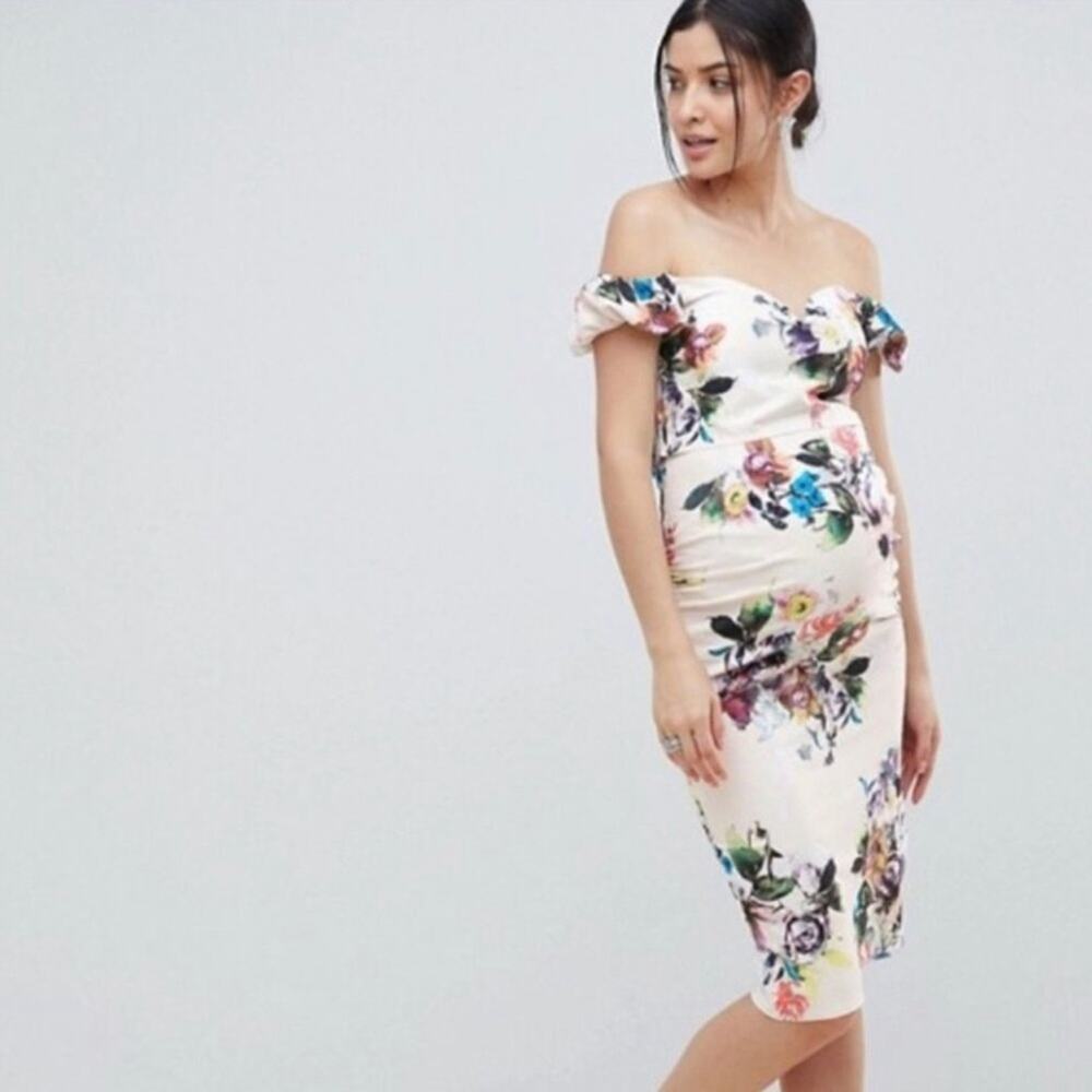 Little Mistress off the shoulder bodycon Maternity dress size 6 NWT